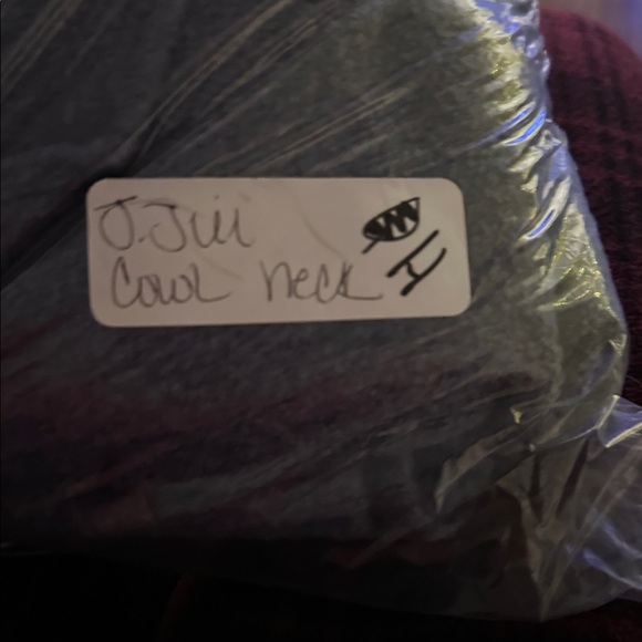 J JILL S Blue mock neck woman exaggerated neck coastal grandma corpcore sweater - Picture 12 of 12